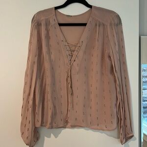 Chan Luu sheer pink tie blouse